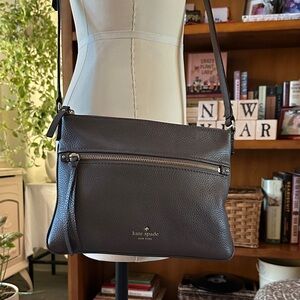 Kate Spade Jackson Top Zip Leather Crossbody Bag in Brown Stone